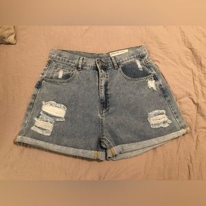High Waist Distressed Shorts